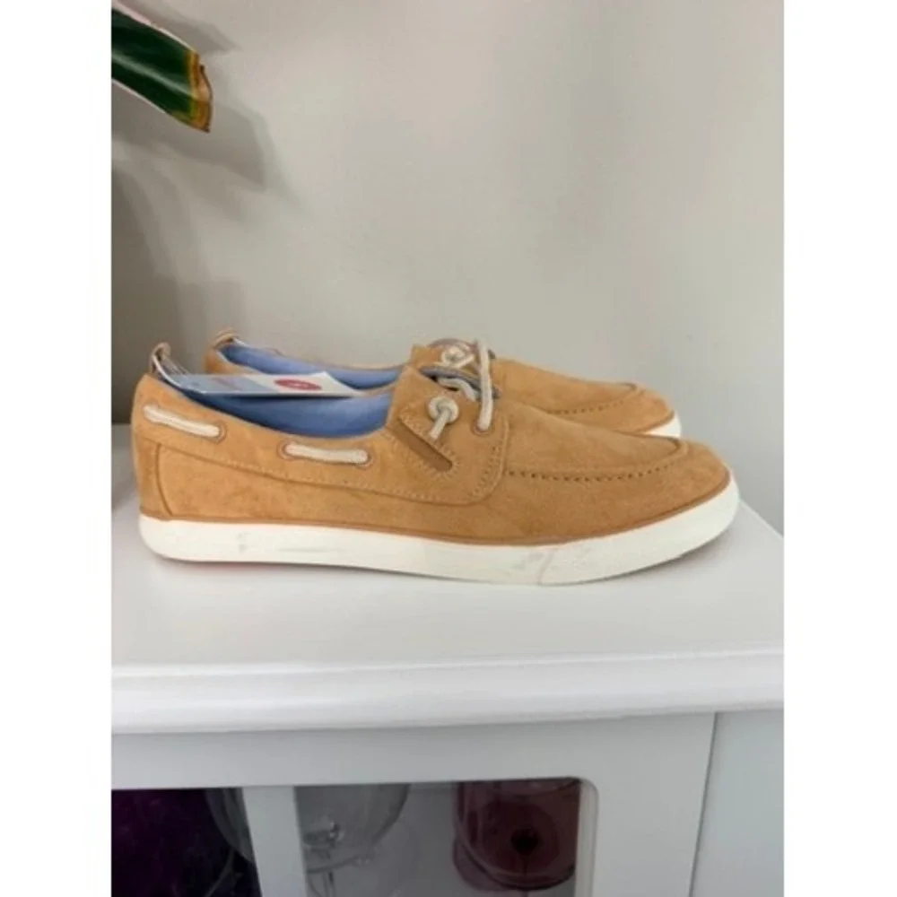 Cat & Jack Boat Shoes Boys Size 5 Tan Faux Suede Nautical Loafers NWT